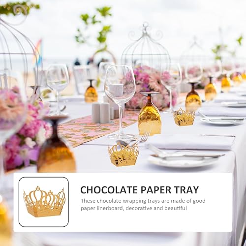 Miniatura 4 de Abaodam 50 unidades de coronas para cupcakes, tazas de papel para hornear, bandejas para magdalenas, bandejas para decoración de bodas, fiestas,