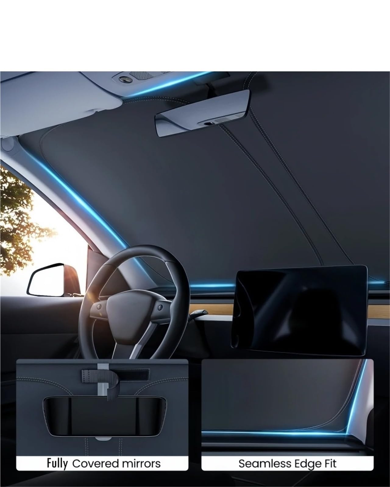 para Tesla para Modelo Y/Juniper 2025-2020, Parasol Delantero con Aislamiento Térmico De Grafeno, Parabrisas Parasol Coche