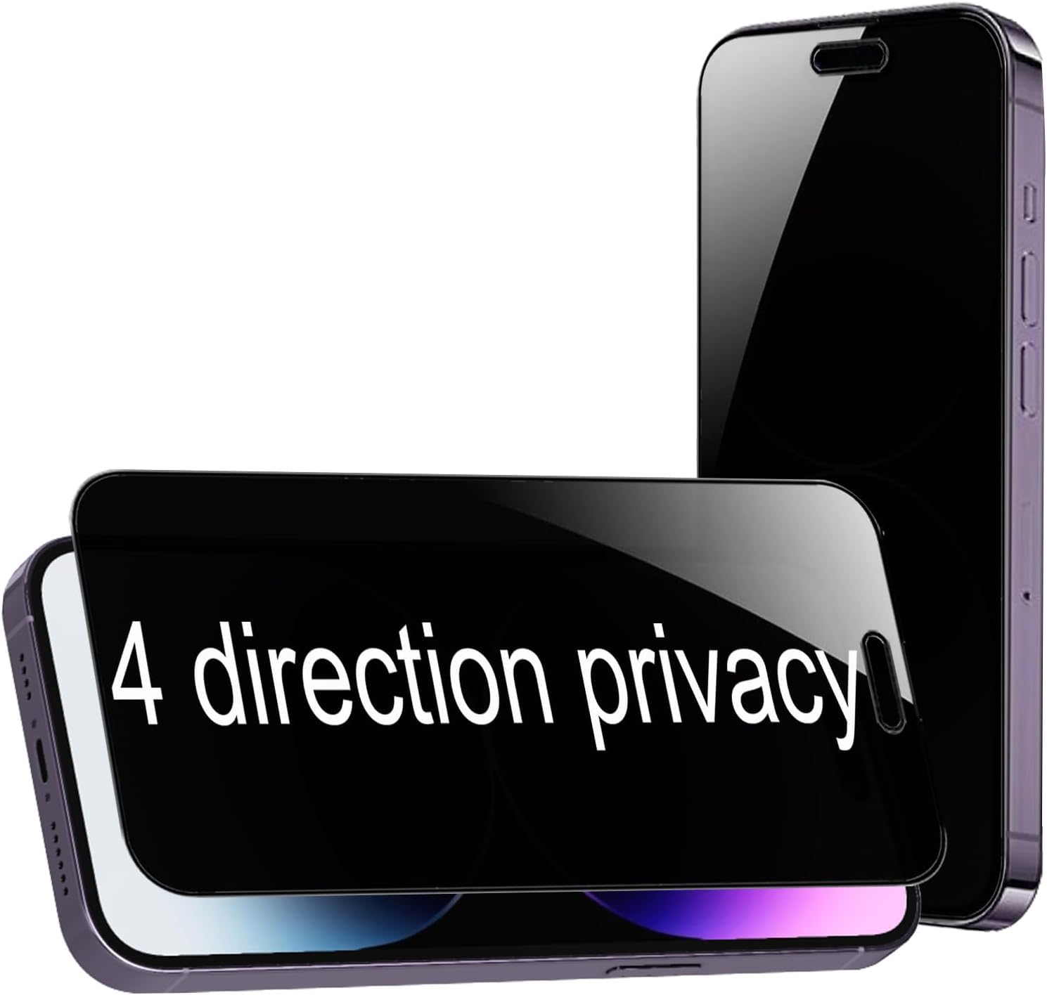 JGD PRODUCTS Anti-Spy 4-Way 360° True Privacy Tempered Glass Militry-Grade Protector for iPhone 14 Pro Max,Case Friendly, 9H Hardness, Easy Installation-image-42