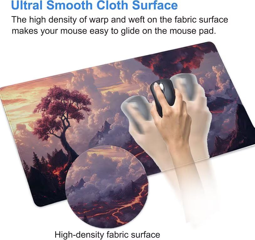 Mouse pad grande gaming de diseño volcán y árbol para transformar tu set up de PC 6