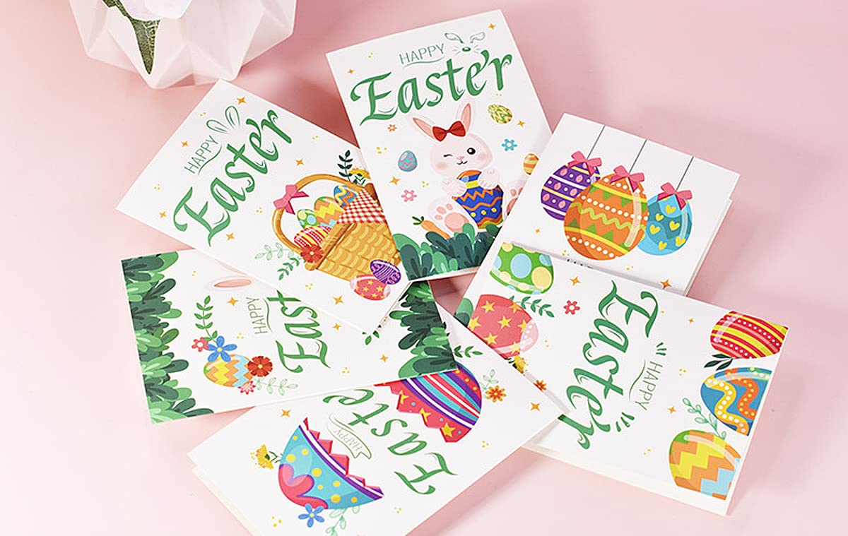 Frohe Ostern Karten Multipack – 12 Stück Mit Umschlägen, Bunte Hasen-Motive, Für Kinder & Familie