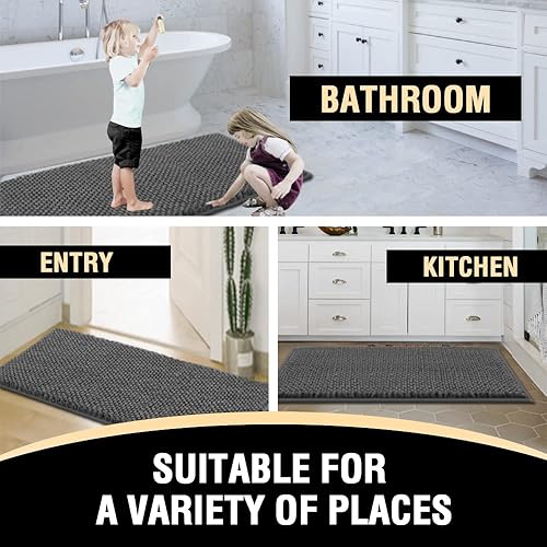 Miniatura 7 de H.VERSAILTEX Juego de tapetes de baño para baño, suaves y absorbentes de agua, tapete de felpa antideslizante y lavable para sala de estar (juego de