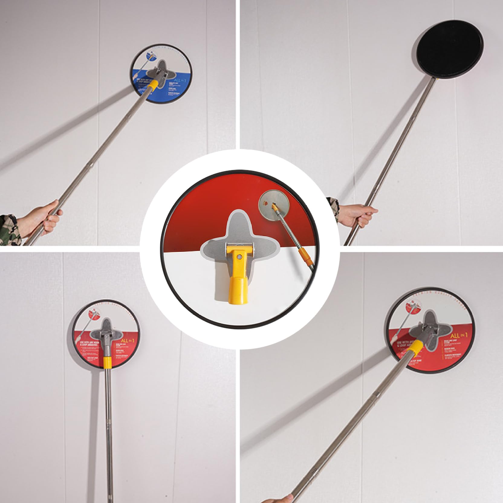 Wandschleifer-Set, Handgeführter Rundstangenschleifer mit 5 Schleifpapieren, 360-Grad-Drehung, einstellbare Länge, Polierschleifwerkzeug für Wände und Decken, Schleifgerät für Wände, Schleifstang