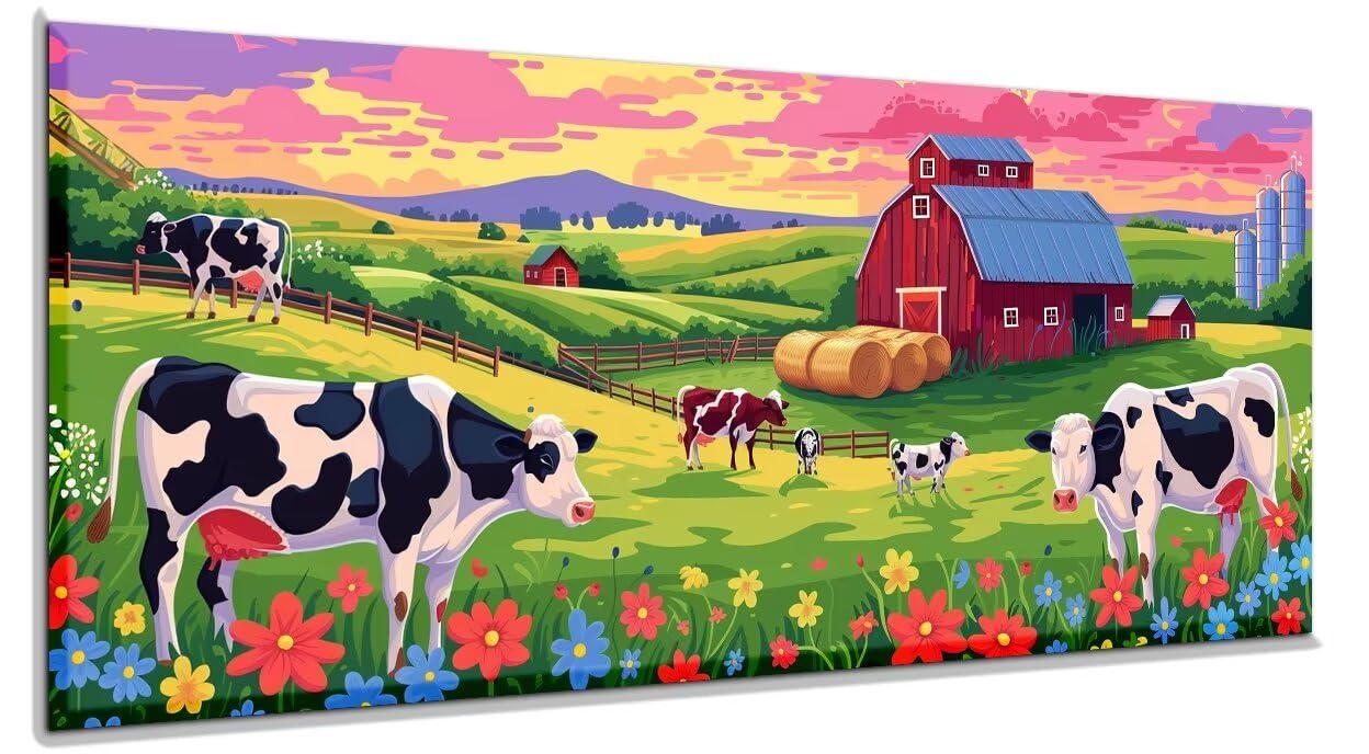 Paint by Numbers for Adults Farm, Without Frame, Paint by Numbers Kits DIY Adult Painting by Numbers Canvas Oil Painting Kit, Paint By Number with 3 Brushes and Acrylic Drawing 32x79Inch Animals yf870