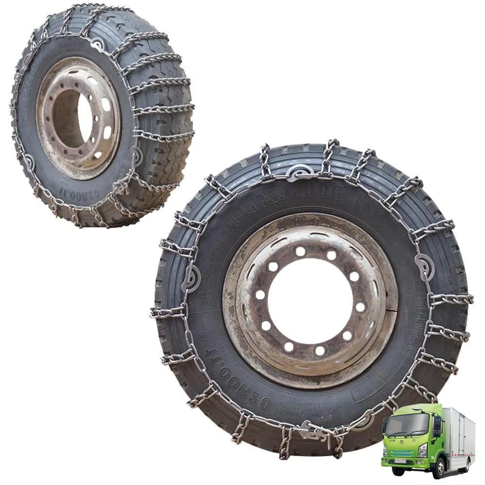 9mm Set of 2 Snow Tire Chains for Car SUV Pickup Trucks Van Trucks ATV Semi Trucks Light Truck Heavy Goods Vehicles in Snow, Ice, Sand and Mud 295/70R22.5 9mm 7.00-16
