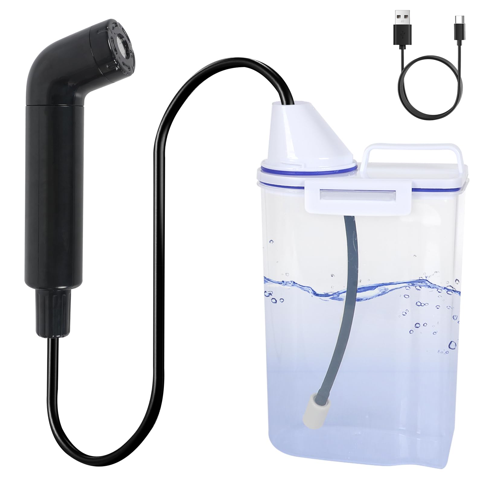 Bidet portatile, bidet elettrico ricaricabile da 2,5 l, bidet WC portatile con serbatoio d'acqua per campeggio all'aperto, doccia musulmana spray pulito per l'igiene personale