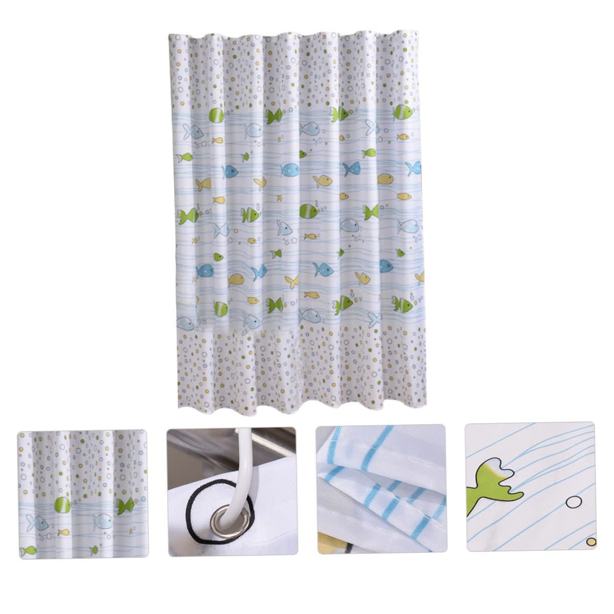 WOONEKY Cortina Ganchos de Dibujos de Poliéster Ducha de con Patrón Animados, Secado Rápido y Incluidos para Decoración de Baño Infantil