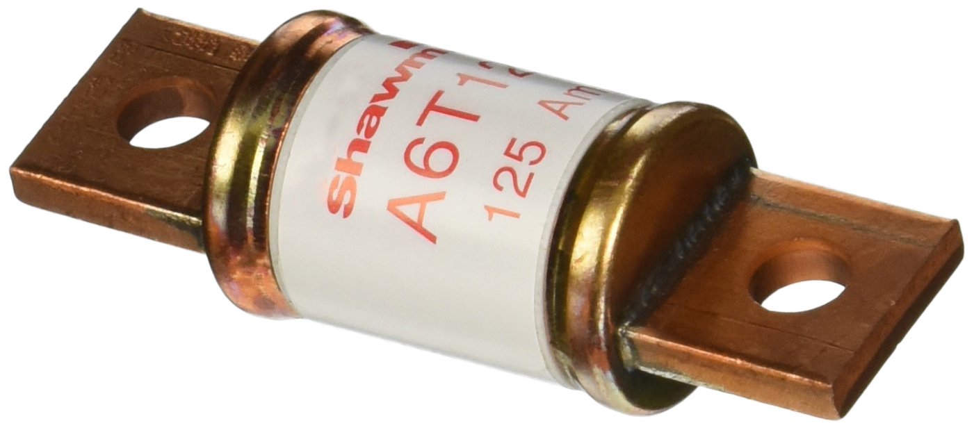 Mersen A6T Fast Acting/Class T Fuse, 600VAC/300VDC, 200kA AC/100kA DC, 125 Ampere, 1-1/16" Diameter x 3-17/64" Length