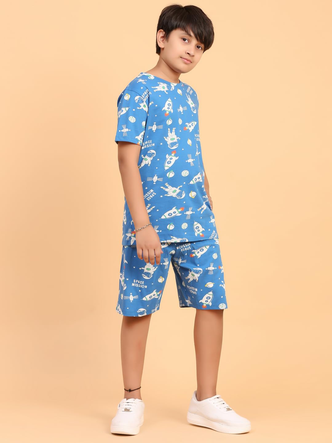 Ninos Dreams Boys Cotton T-Shirt & Shorts Coord Set (12-14 Years, Royal Blue) - Image 7 thumbnail