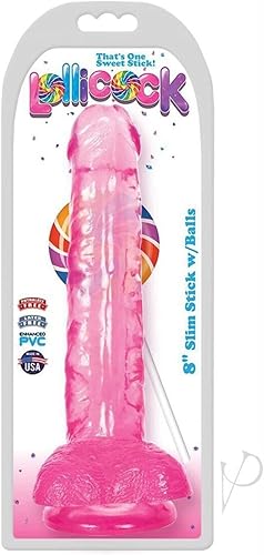 Curve Novelties 61157 Lollicock Slim Stick WBolas 8In Cherry