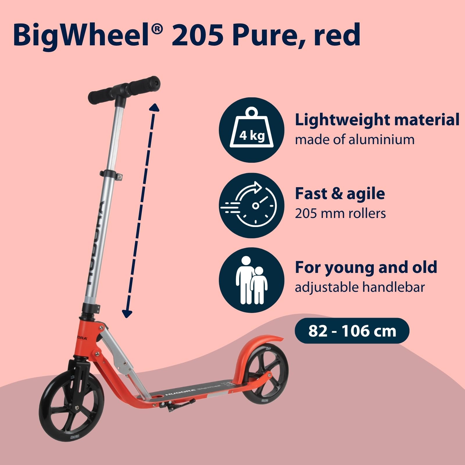 Aluminiowa hulajnoga BigWheel® 205 Pure, czerwona