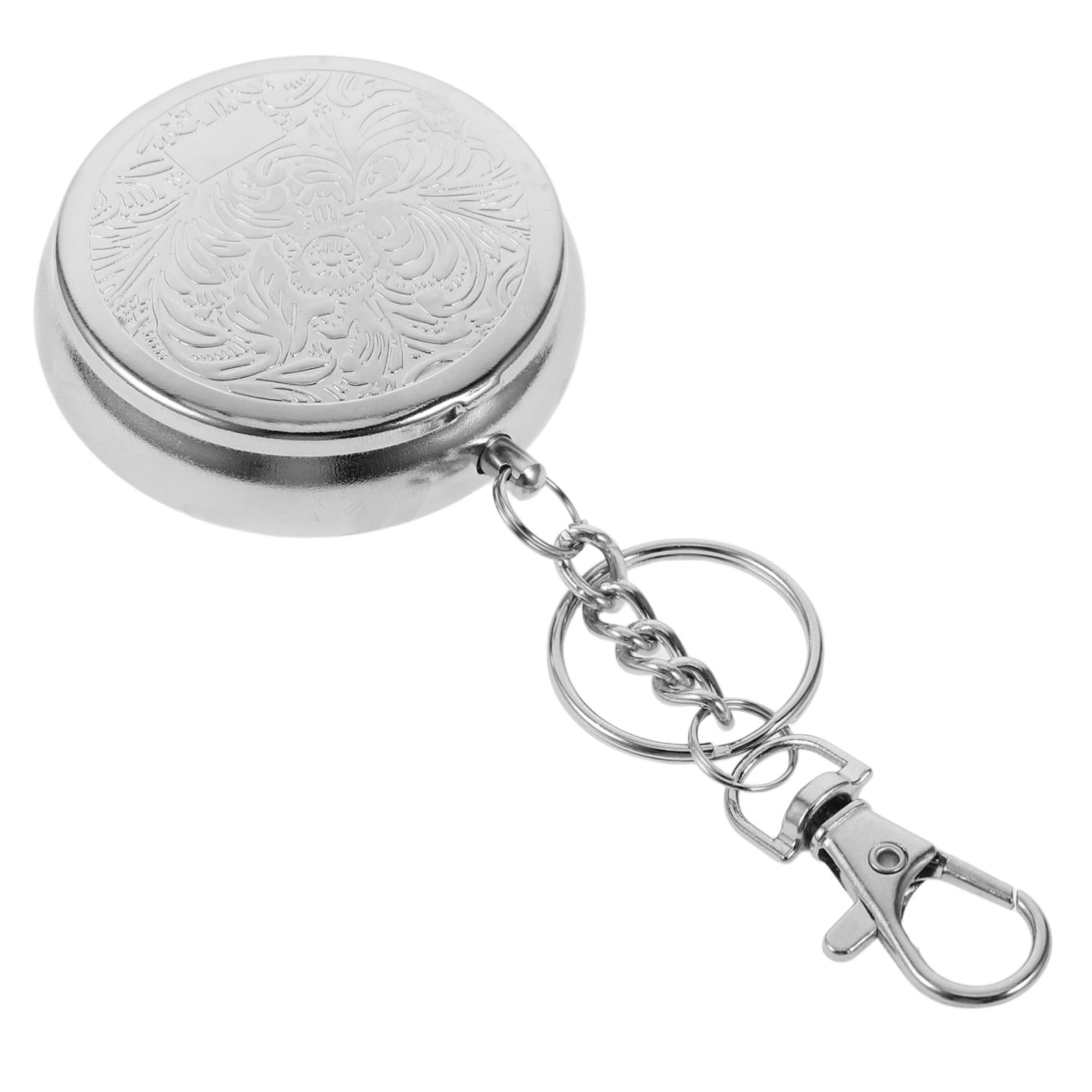 PRETYZOOM Compact Portable Mini Ashtray with Keychain Stylish Round Stainless Steel Ashtray for Car and Office Windproof Design Prevents Ash Spills Accessory