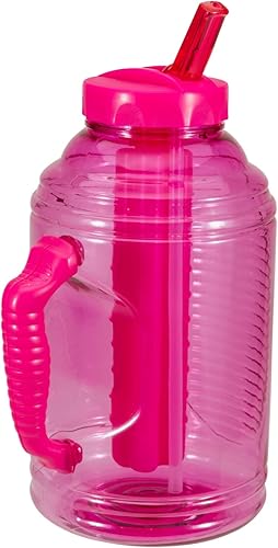 Miniatura 2 de COOL GEAR Paquete de 2 botellas de agua deportivas Big Freeze de 80 onzas con barra de congelador y asa, botella de agua de color hidratante, color