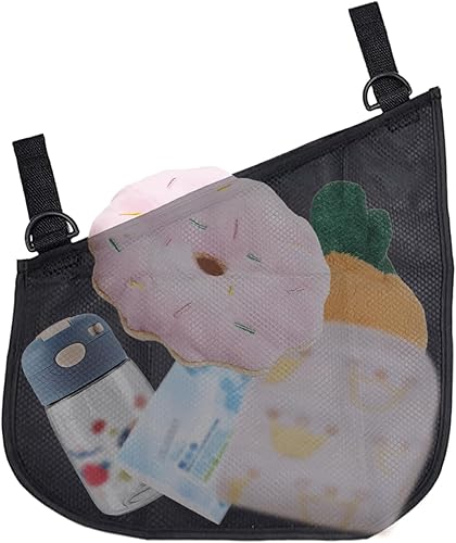 Miniatura 4 de Alovexiong Paquete de 2 bolsas organizadoras universales para cochecito, red de transporte lateral, correas antideslizantes y ajustables, bolsa de