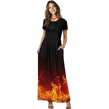Maxi Dresses for Women, 2025 Summer Elegant Crewneck Short Sleeve Beach Dress Trendy Travel Vacation Outfits