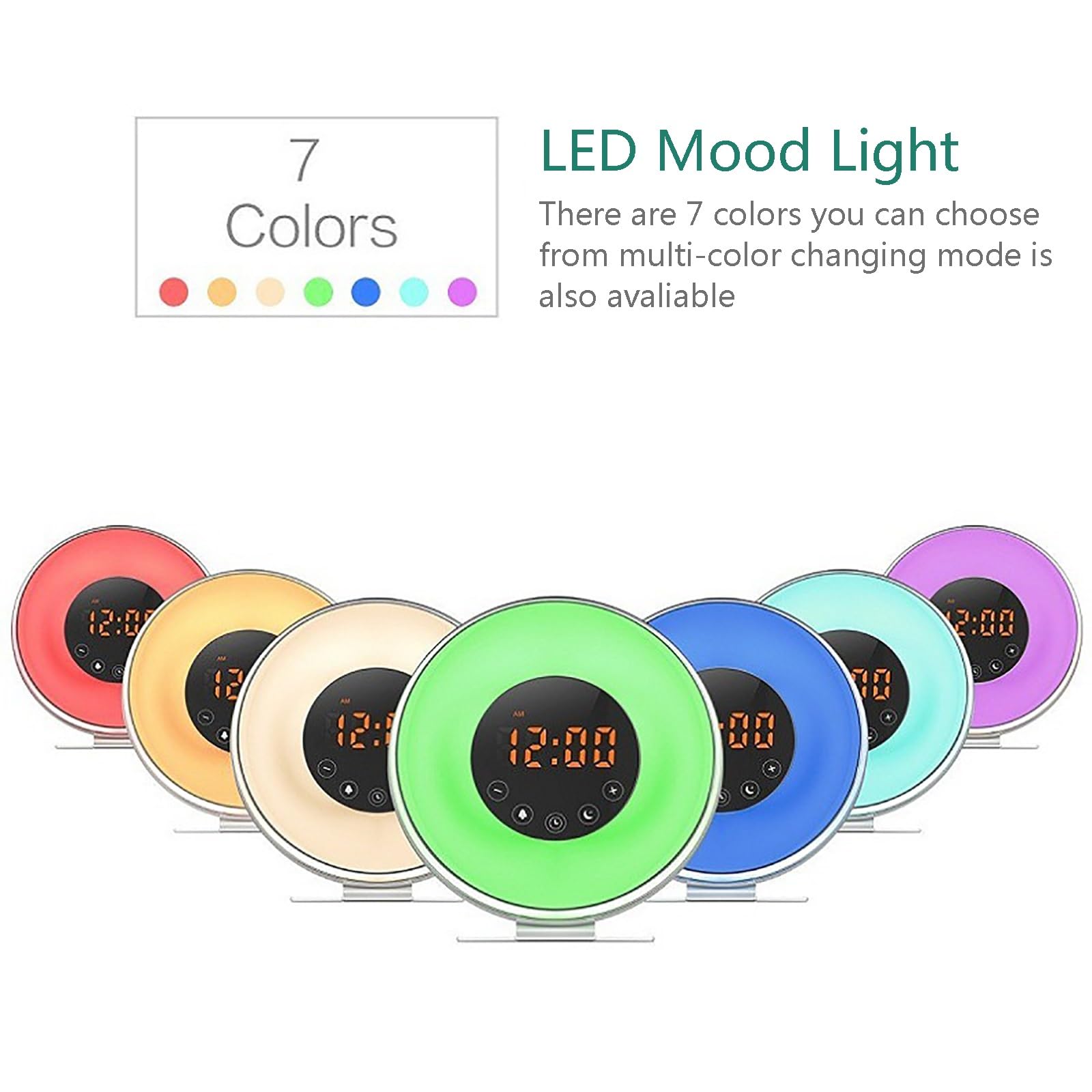 Reloj Despertador con Simulación De Amanecer y Atardecer, Luz De Despertador, Alarmas Duales, Ayuda para Dormir Snooze, Radio FM, Máquina De Sonido con Altavoz, Luz Nocturna De Guardería para Niños