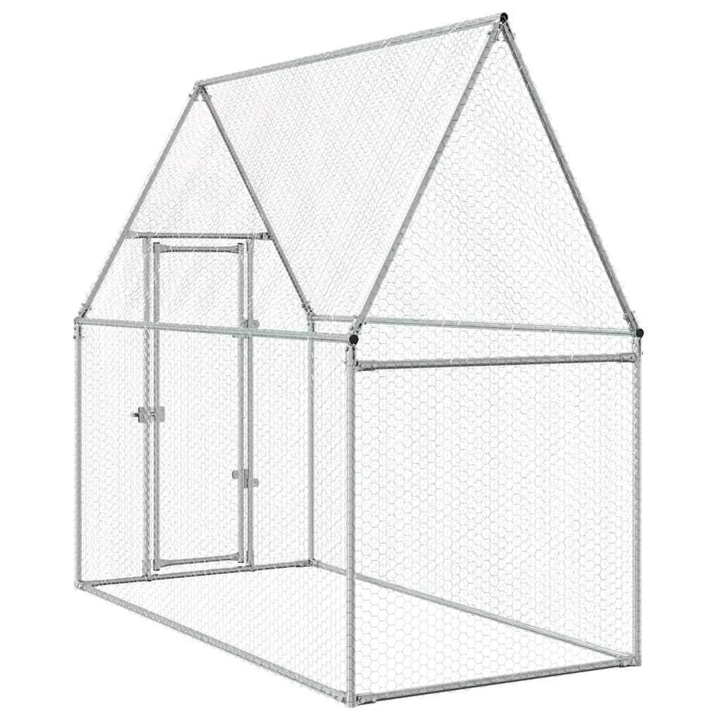 vidaXL Gabbia per Polli Argento 200x100x190 cm in Acciaio Zincato