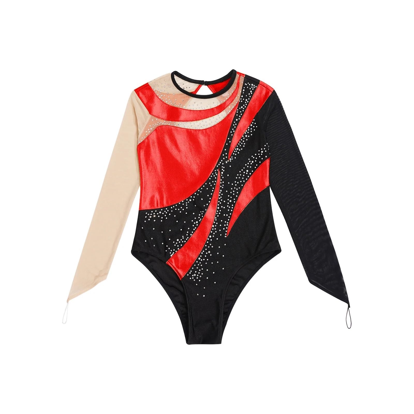 Maillot Gimnasia Ritmica Maillot de Gimnasia Brillante for niñas, Maillot de Ballet, Mono de Malla de Manga Larga, Mono metálico for Patinaje artístico(Color 1,8)