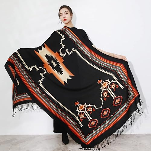 Miniatura 92 de DANA XU Manta de pashmina extragrande 100% de lana merina, bufanda de viaje, bufanda de cachemira para mujer, otoño e invierno, chal de gran