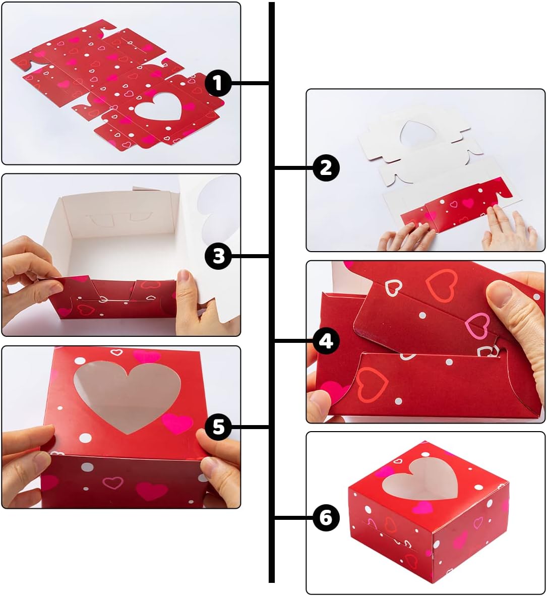 JOYIN 24 Pcs Valentine’s Day Bakery Treat Boxes, Valentines Cupcake Boxes, Cookie Boxes with Window for Holiday Pastries, Doughnut, Cookie, Cupcakes, Brownies, Truffles Gift Giving