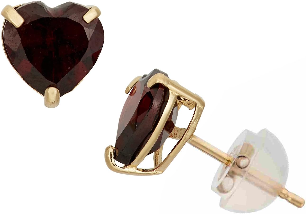 Tiara Girls 10K Gold Dainty Gemstone 6MM Heart Stud Earrings