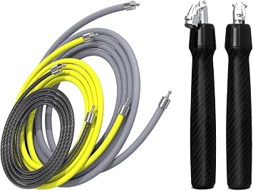 Weighted Jump Rope for Men & Women 3-in-1 Interchangeable Weights 1/5lb, 1/4lb, 1/2lb - 360 High-Speed Spin, Adjustable Length & Ergonomic Leather Grips for Pro Fitness, Cardio & Weight Loss