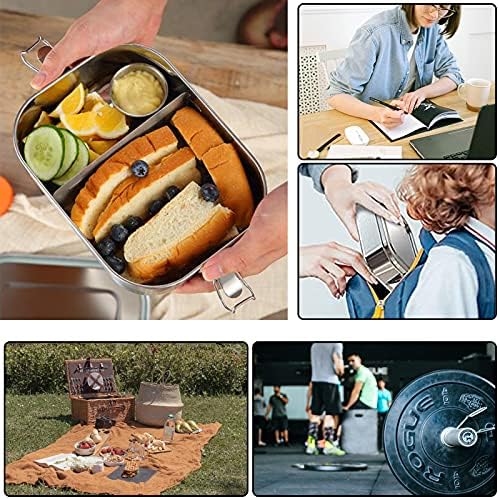 Resszo Stainless Steel Lunch Boxes, Food Storage Containers, Bento Box, Meal Prep Container, Adults and Kids Lunch Box with Movable and Removable Divider, Salad and Sandwich Container, 1200 ml