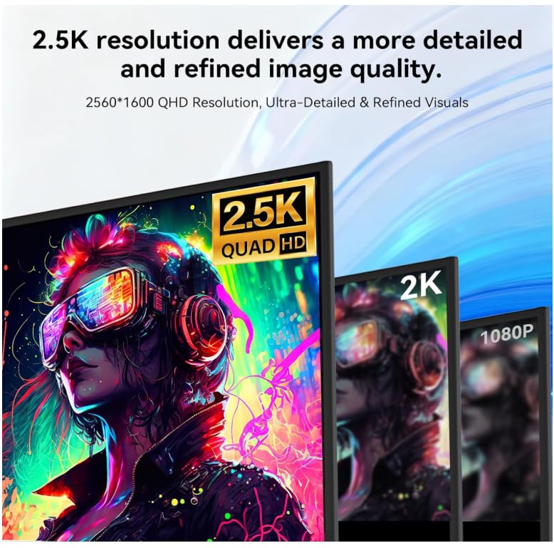Image of Portable Gaming Monitor, 16-inch, 2.5K QHD, 144Hz | Travel Monitor with Built-in Speakers, Compatible with Laptops, Computers, Switch, Xbox, PS5, and PS4