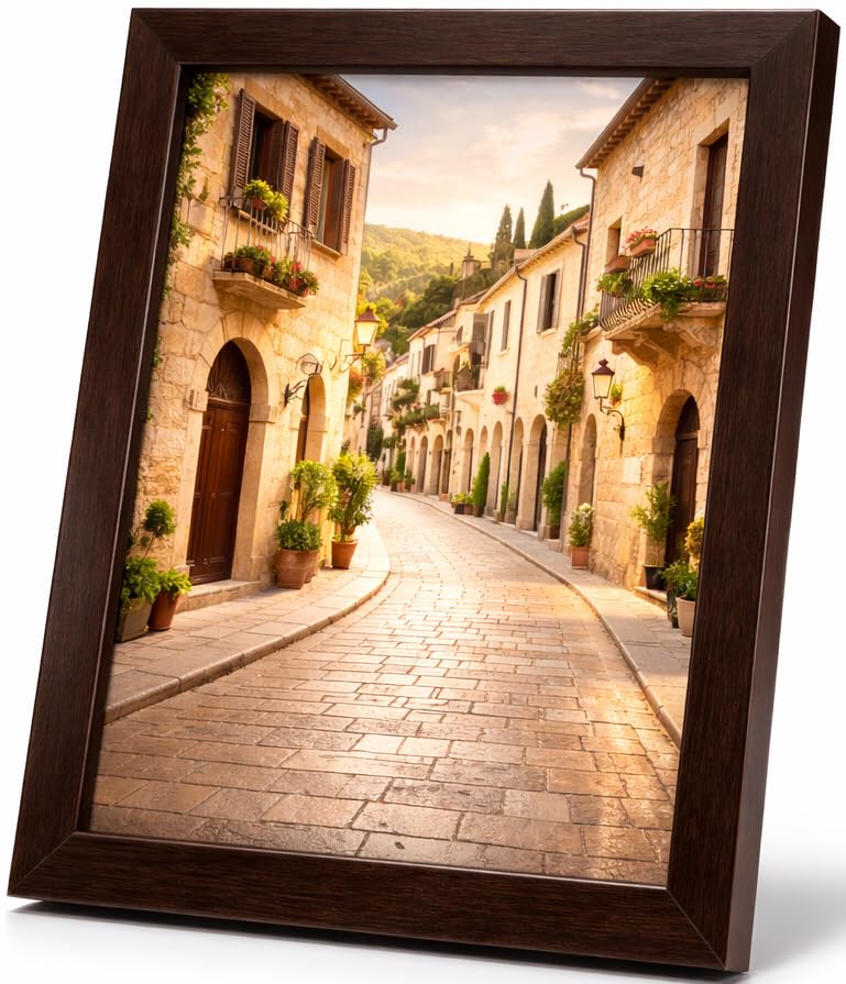 Abio Bilderrahmen 13x18cm Braun MDF Acrylglas Fotorahmen Frame Posterrahmen für Fotos Bilder Poster Rustikal Posterrahmen