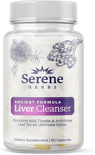 Serene Herbs Fórmula de desintoxicación y reparación de limpieza del hígado, apoyo hepático Pure Health con cardo mariano, alcachofa y raíz de