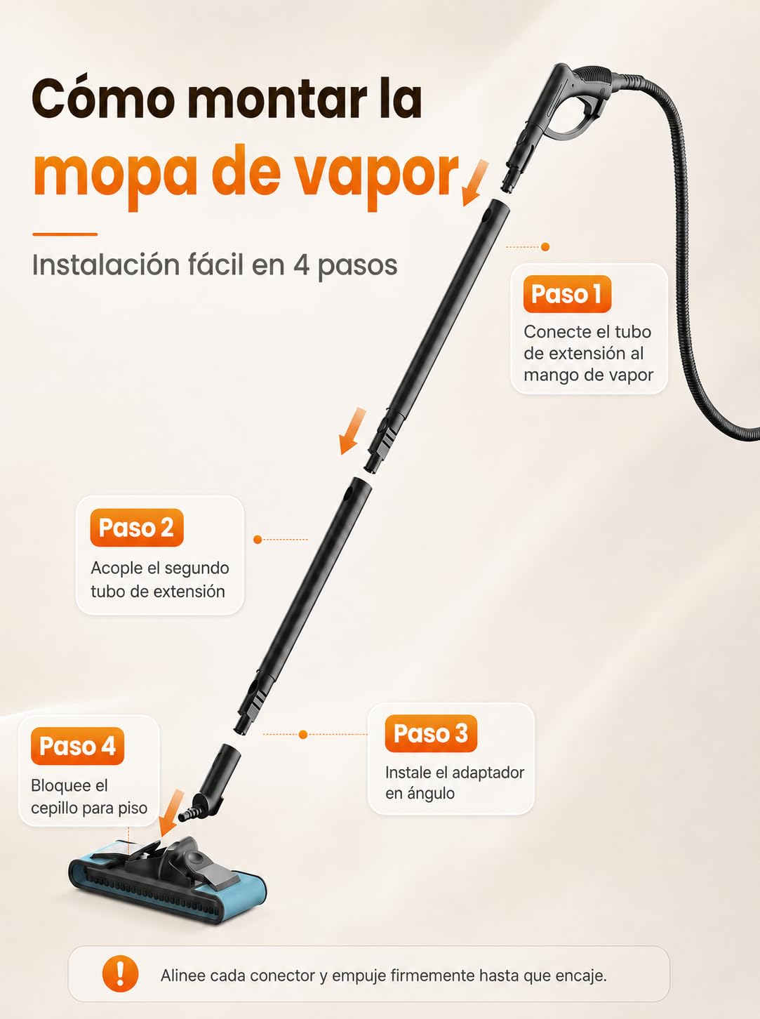 Limpiador de Vapor Portátil 2000W, 16 Accesorios, Blanco perla | Depósito 2L, 135°C Alta Temperatura, 60 Min de Vapor, Alcance 5,3 m, Para Hogar, Juntas, Sofá, Baño y Coche