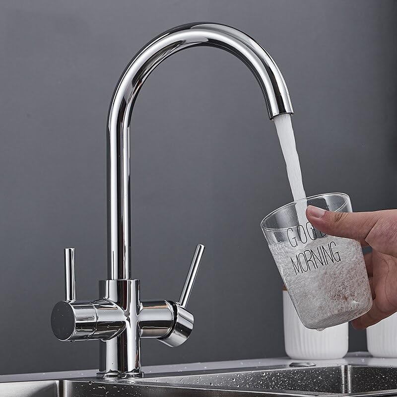 Kitchen Faucet Drinking Water Single Hole Black Hot and Cold Pure Sinks Deck Mounted Mixer Tap(2)