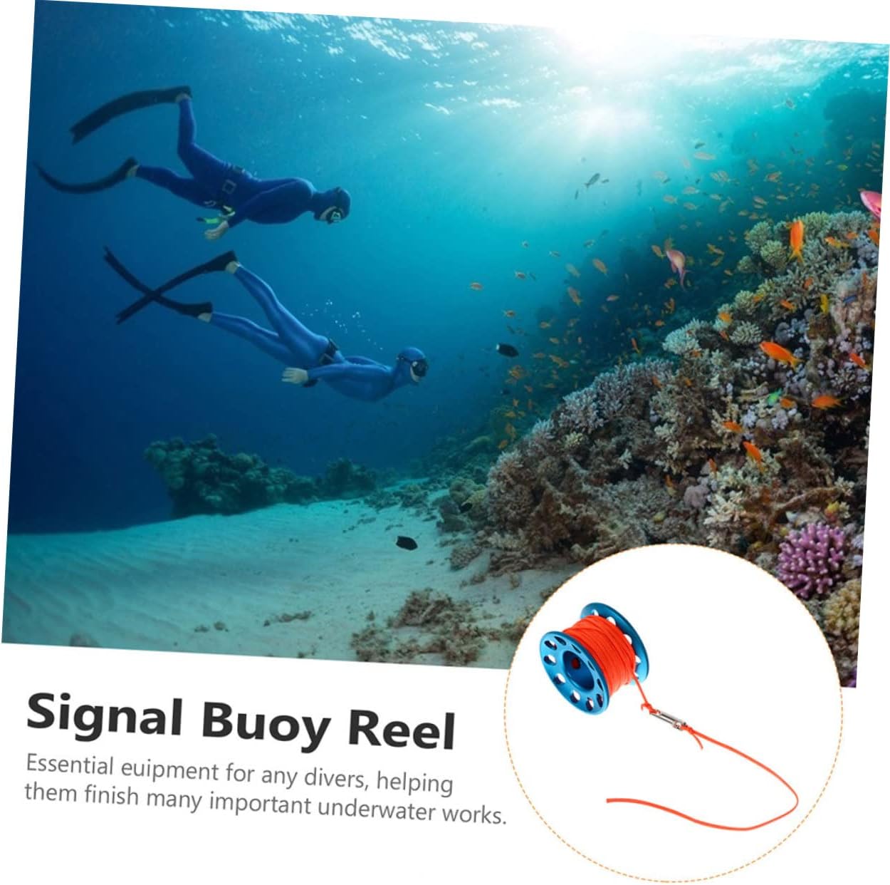 BESPORTBLE 1set Portable Diving Spool Reel Rope for Scuba and Snorkeling Activities Finger Reel for Safe Underwater Use