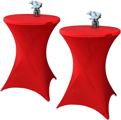 Paquete de 2 manteles de cóctel de 32 x 43 pulgadas, color rojo, de elastano, para bodas, banquetes, eventos, fiestas