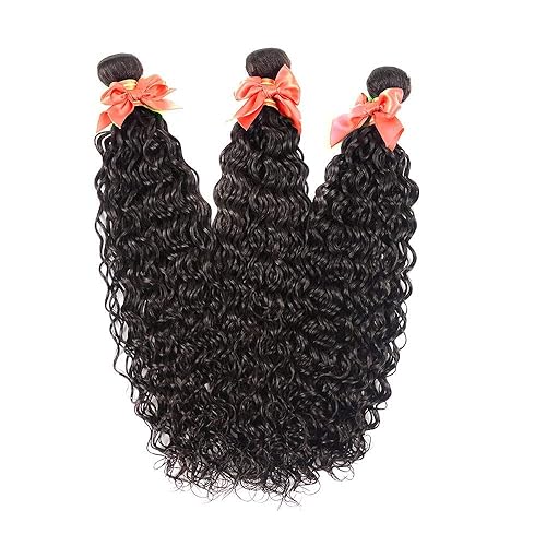 Miniatura 2 de 3 manojos de cabello humano ondulado virgen ondulado para mujeres negras, paquetes de cabello humano virgen ondulado 10A, densidad del 180%,
