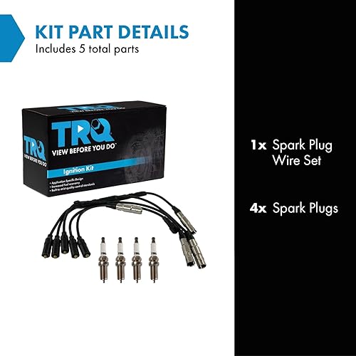 Miniatura 344 de TRQ Kit de bujías de 5 piezas de bujías de iridio compatibles con Chevrolet Aveo 2004-2008 Aveo5 2004-2008