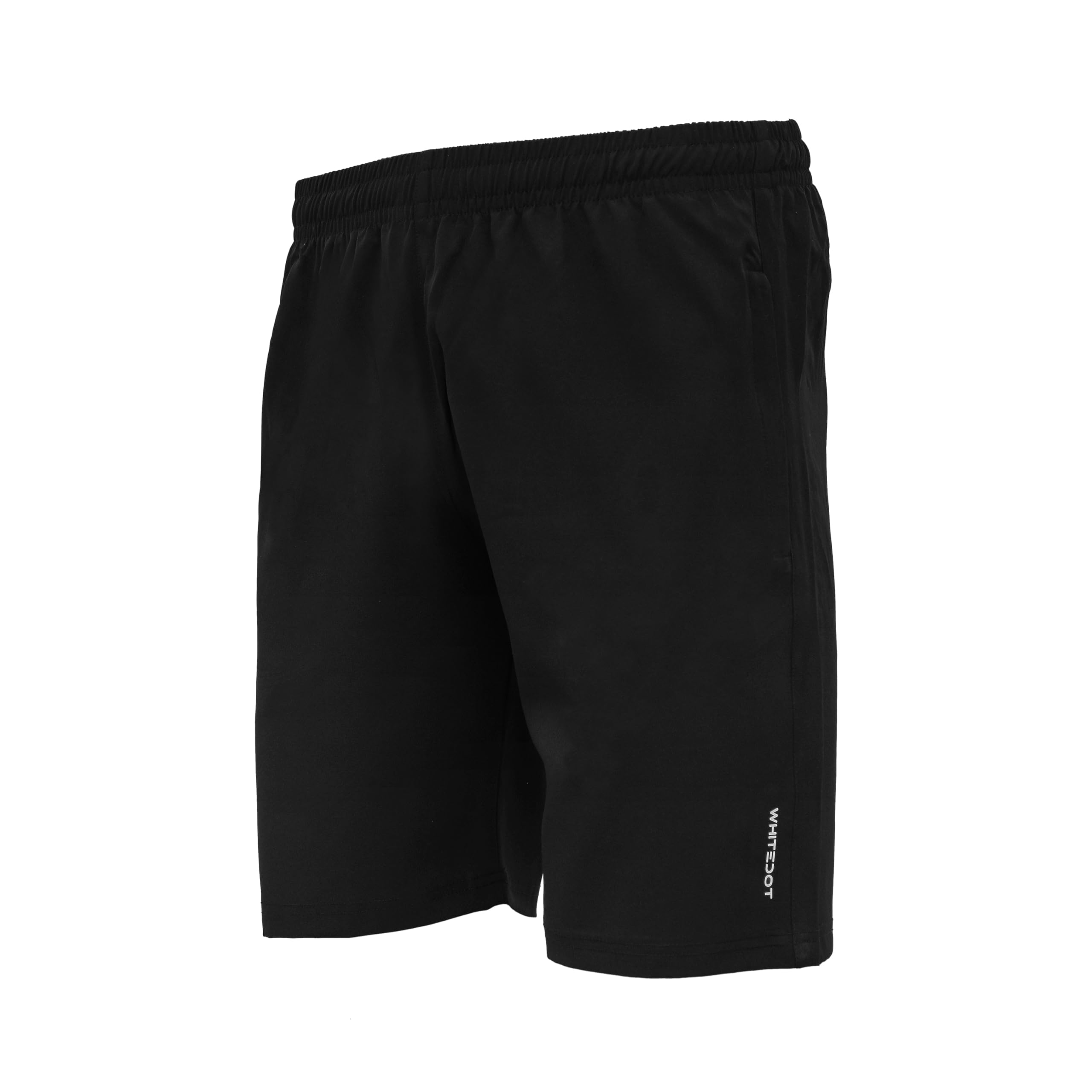 WhitedotAlpha Men's Shorts-Side Zipper Pockets-Stretchable Dryfit Polyester-Gym Workout, Running, Training & Casual Wear