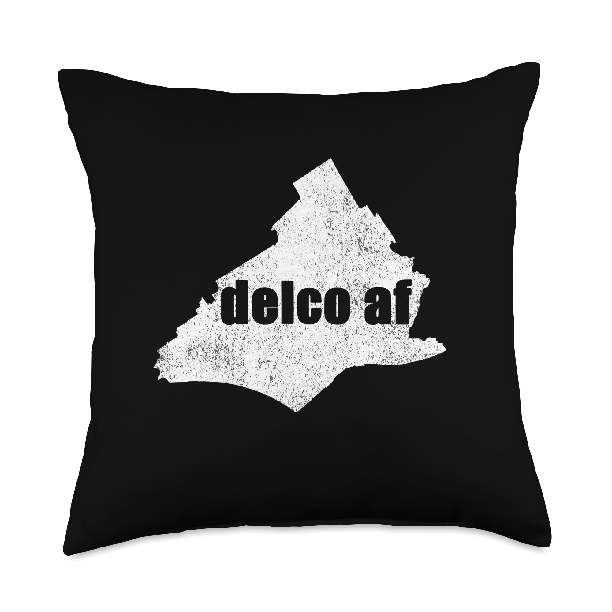 POP CULT URBAN CITY TEES Delaware County PA Delco AF Map Distressed Urban Throw Pillow 18x18 Multicolor