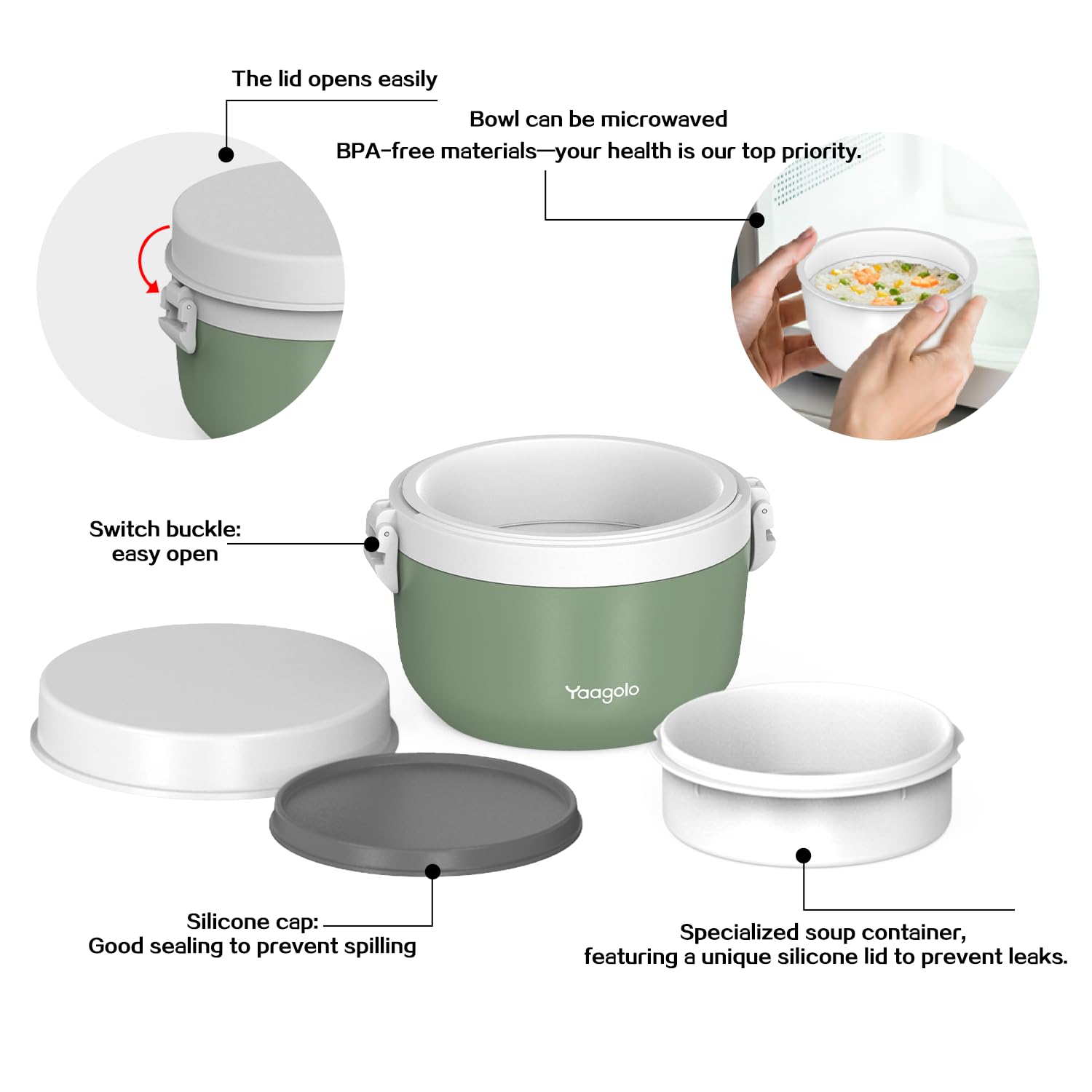 Termo para comida caliente de 28 onzas, recipiente de alimentos aislado al vacío para adultos, boca ancha, a prueba de fugas, termo de acero inoxidable aislado para alimentos (verde)