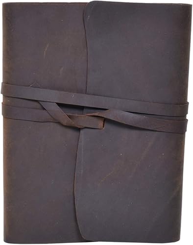 Miniatura 80 de Diario de viaje de cuero, cuaderno encuadernado vintage hecho a mano para hombres y mujeres, acabado antiguo, cuero de búfalo auténtico, papel