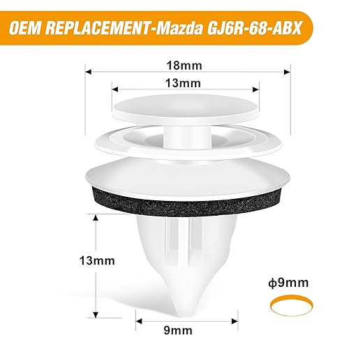 Miniatura 3 de GOOACC 50 clips para panel de moldura de puerta con sellador compatibles con Mazda GJ6R-68-ABX GJ6R68AB2 Mazda Miata, RX-8, CX-9, Mazda 3, Mazda 5,