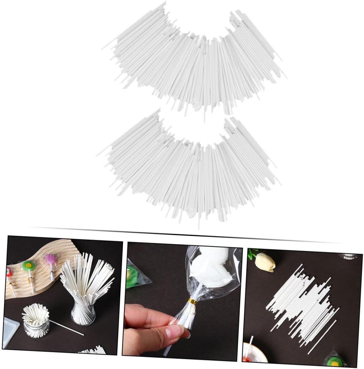200pcs Candy Sticks Diy Lollipop Sticks Marshmallow Candy Holder for Party
