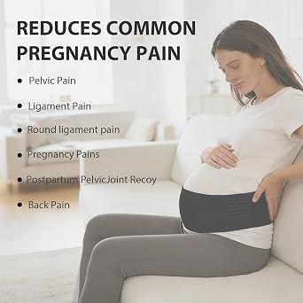 leeveel Belly Bands for Pregnant Women, Pregnancy Belly Band, Adjustable Maternity Belly Band, Relieve Lower Back Pelvic Abdomen Pain, Pregnancy Must Haves (Black)