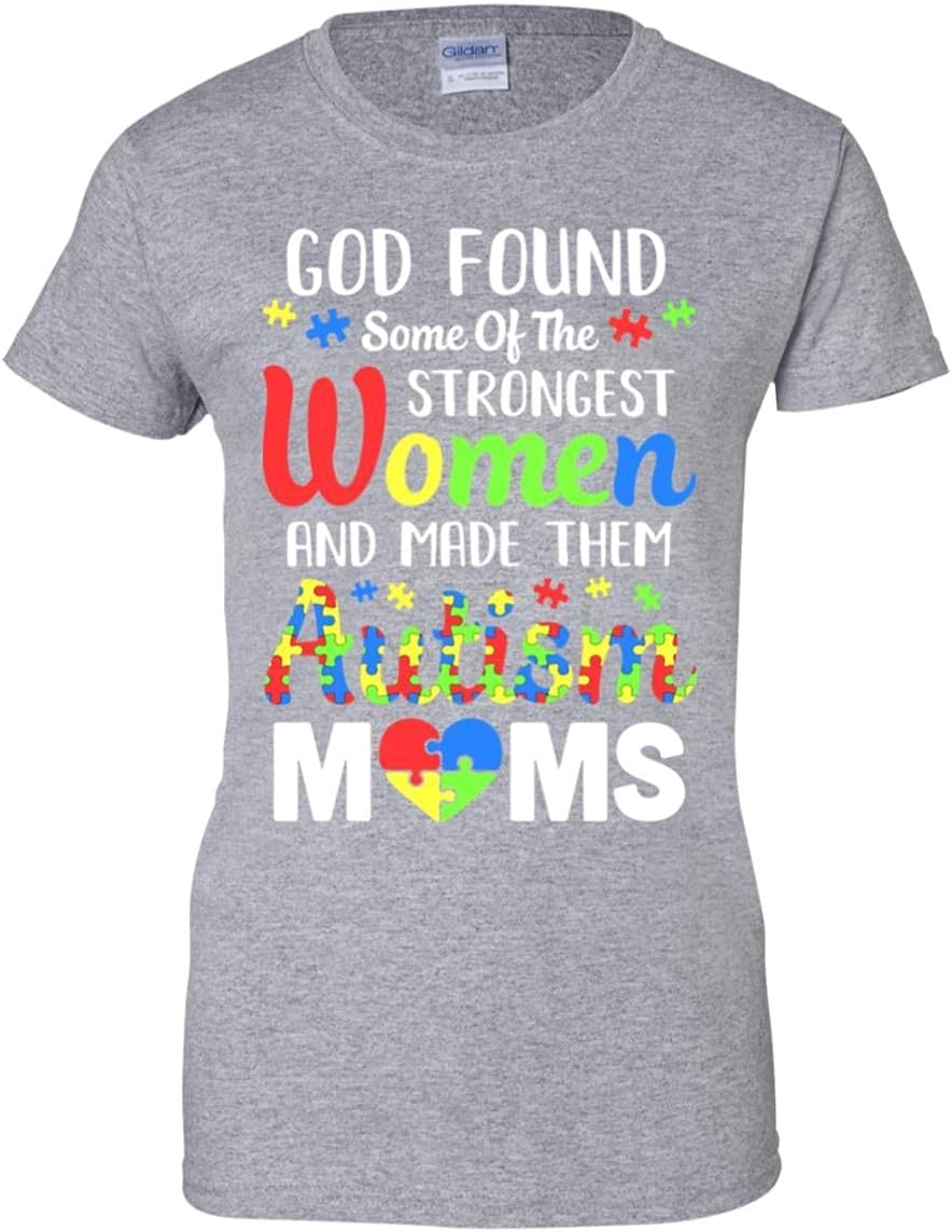 TeesPass Women's God Made Autism Mom Support Awareness Autistic Parents Shirt Ladies' Short Sleeve Tee