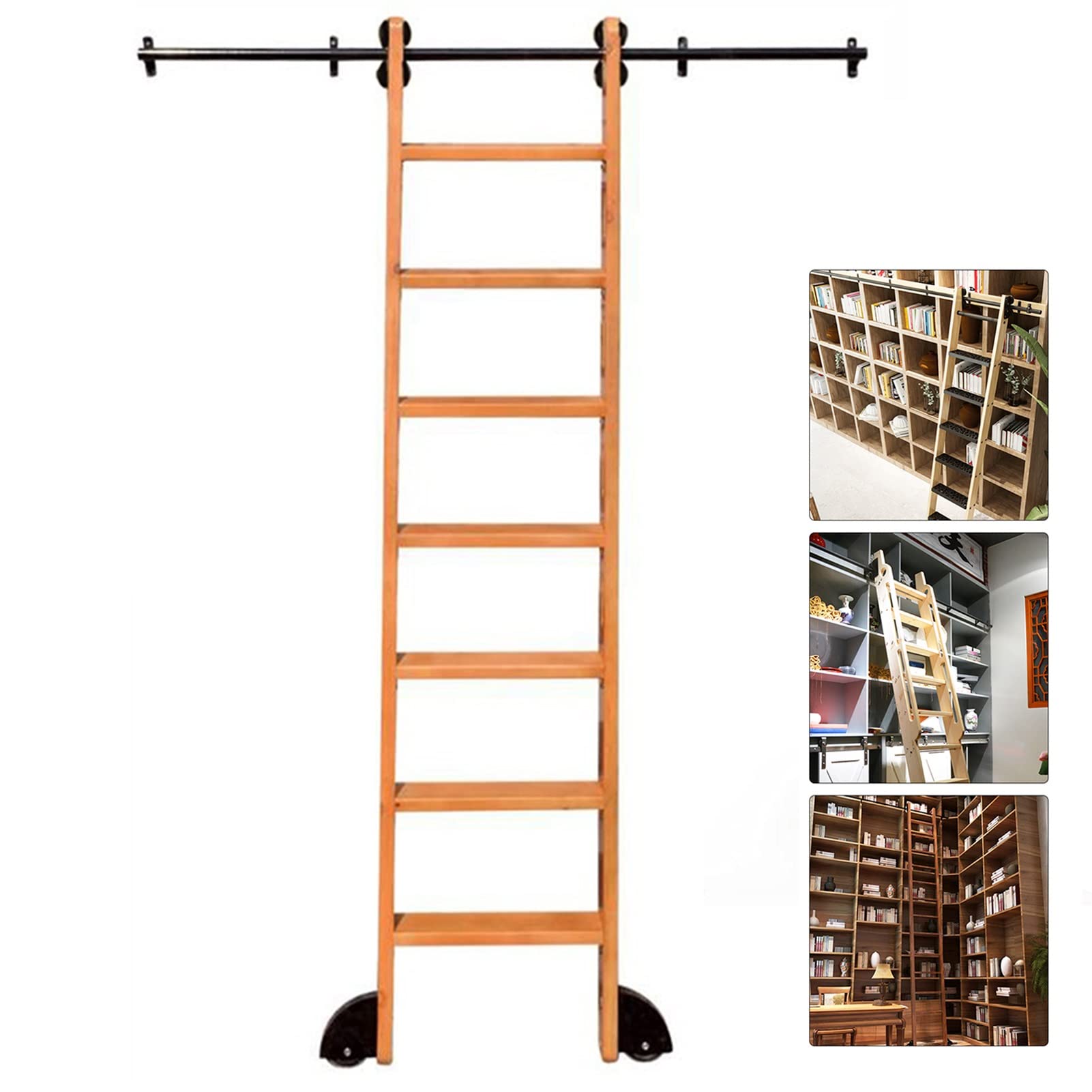 Kit rail de bibliothèque roulant rustique noir 3,3 à 20 pieds pour échelle de porte de grange