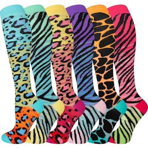 Image of cerpite Compression Socks for Women & Men 6 Pairs Knee High Compression Socks 20-30 mmhg Best for Running,Nurse,Travel