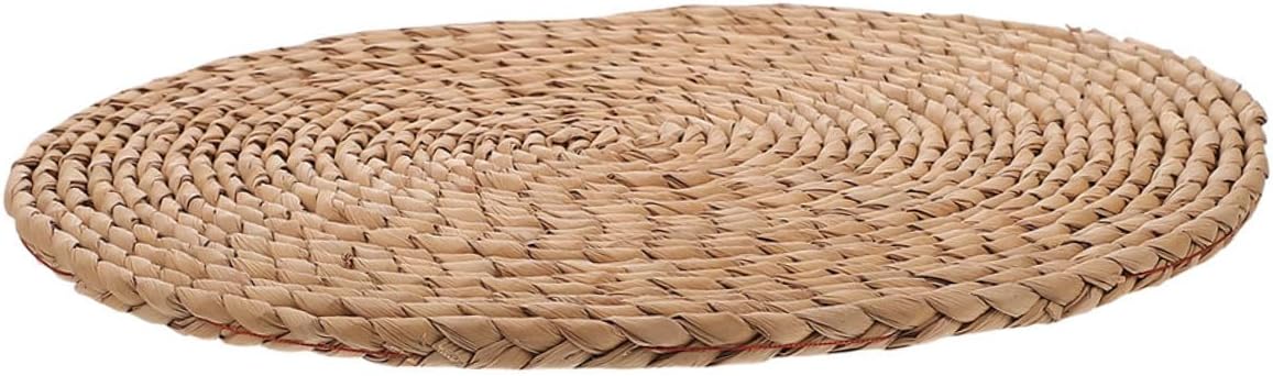 SUPVOX Thickened Round Meditation Seating Cushion 1.5cm Natural Woven Tatami Floor Pillow for Yoga and Outdoor Picnic Use