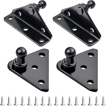 10MM Car Ball Stud Mounting Bracket, 4PCS Flat-Type Mounts with 16 Screws, Automotive Accessories for Gas Struts Lift Supports Shocks Spring Prop, Universal for SUV, Sedan, Truck Black