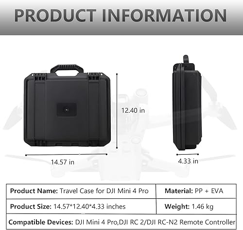 Miniatura 6 de Mini 4 Pro Case-Estuche de transporte portátil profesional Estuche rígido de viaje para DJI Mini 4 Pro Fly More Combo y accesorios para drones