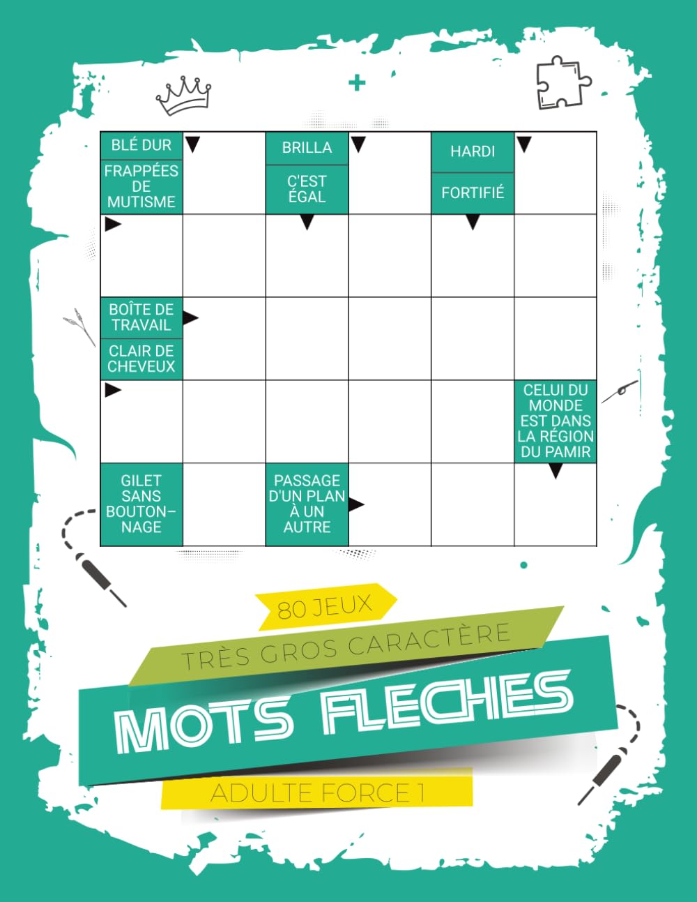 Mots Fléchés Adulte Très Gros Caractère Force 1: 80 mini grilles très gros caractère | Cahier de réflexion pour adultes